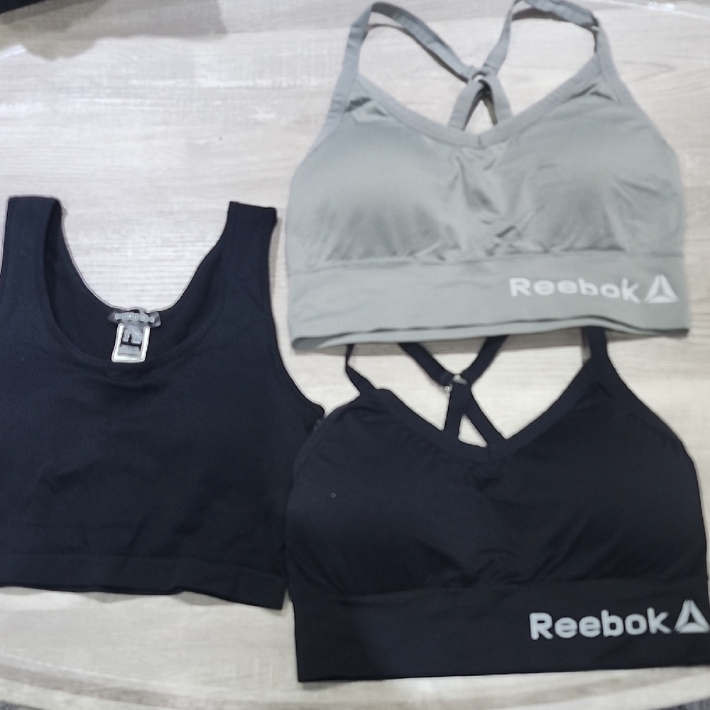 Reebok Black and Gray Sports Bra Set
